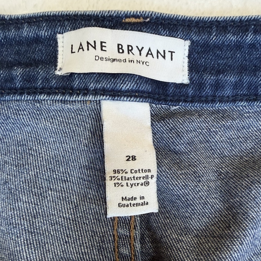 Lane Bryant Medium Wash Distressed Patched Girlfriend Jeans Size 28W - Picture 8 of 9